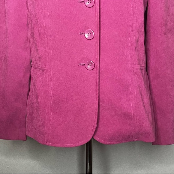 JM Collection Button Up Jacket Blazer Women 6 Purple Pink Fitted Career Business - Picture 3 of 8